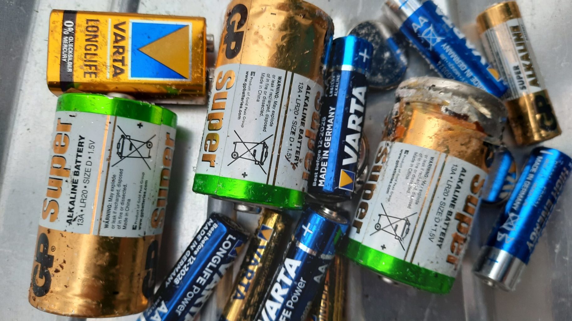 Various batteries of different sizes.