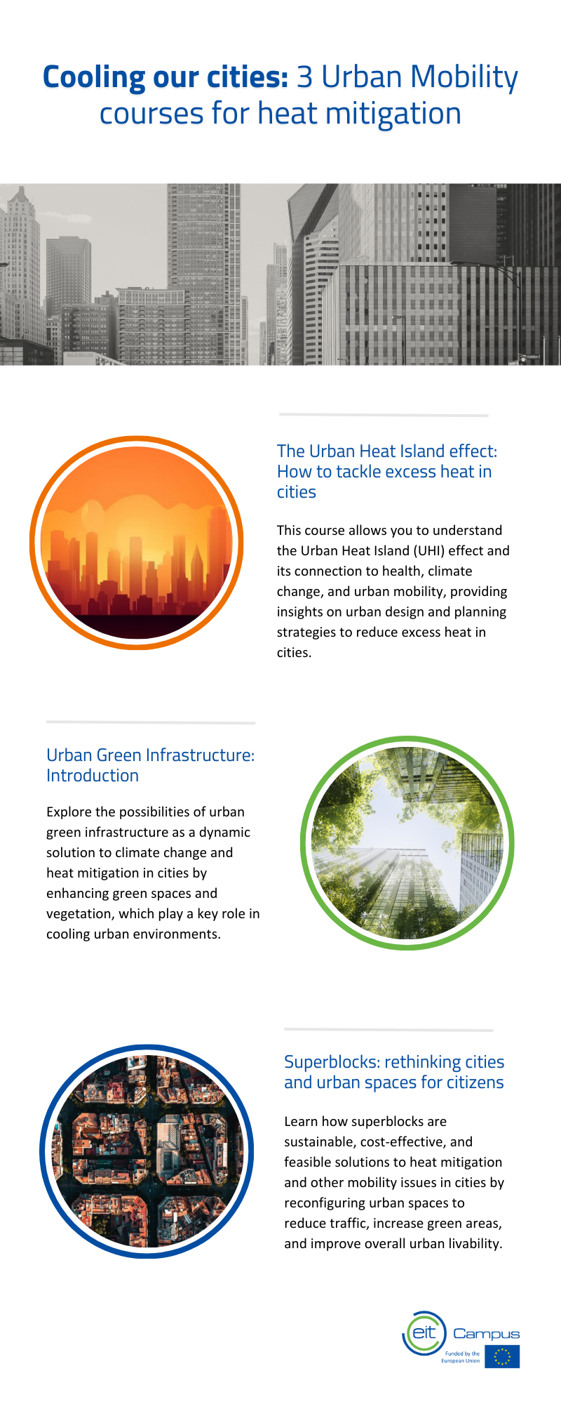 3 Urban Mobility courses for heat mitigation